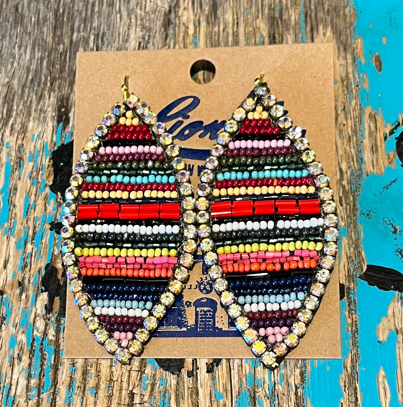 Multi Bead & Crystal Serape Look Earrings