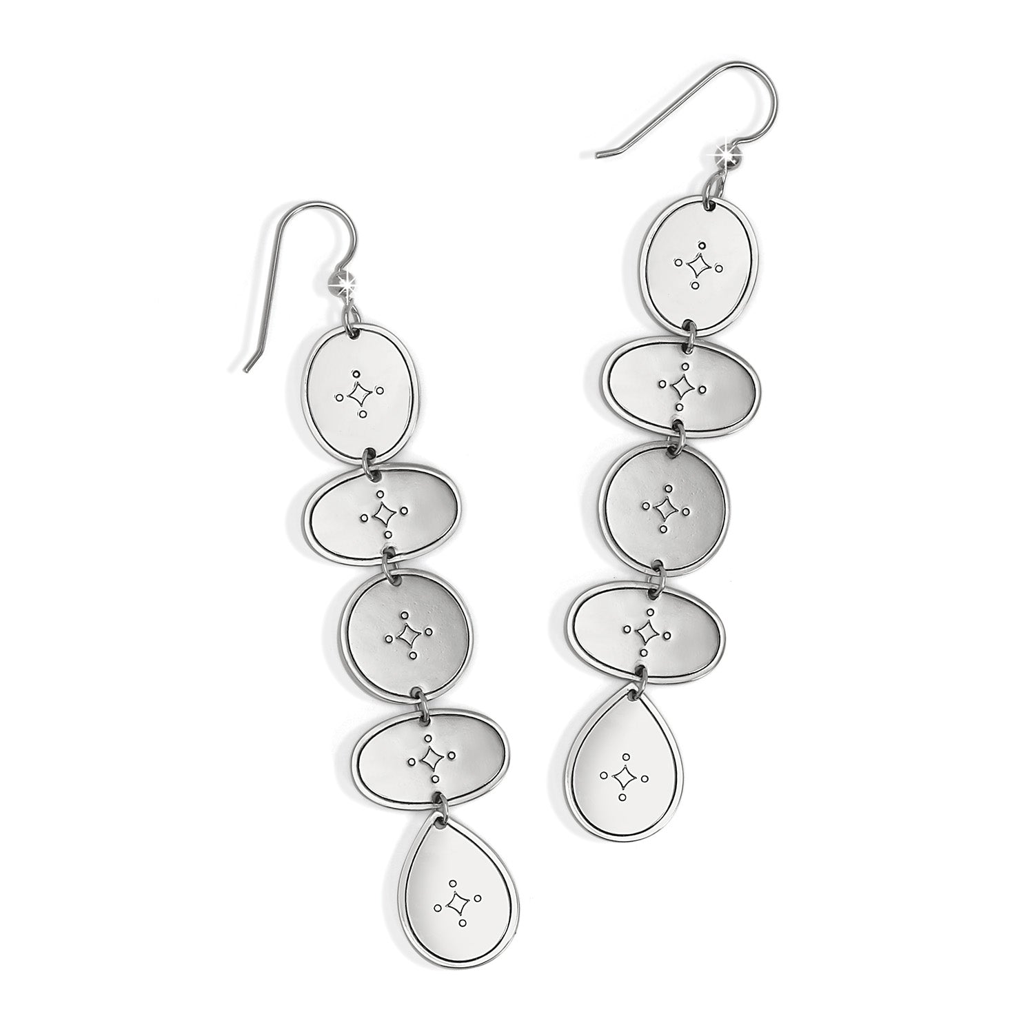 Palm Canyon Long French Wire Silver Earrings