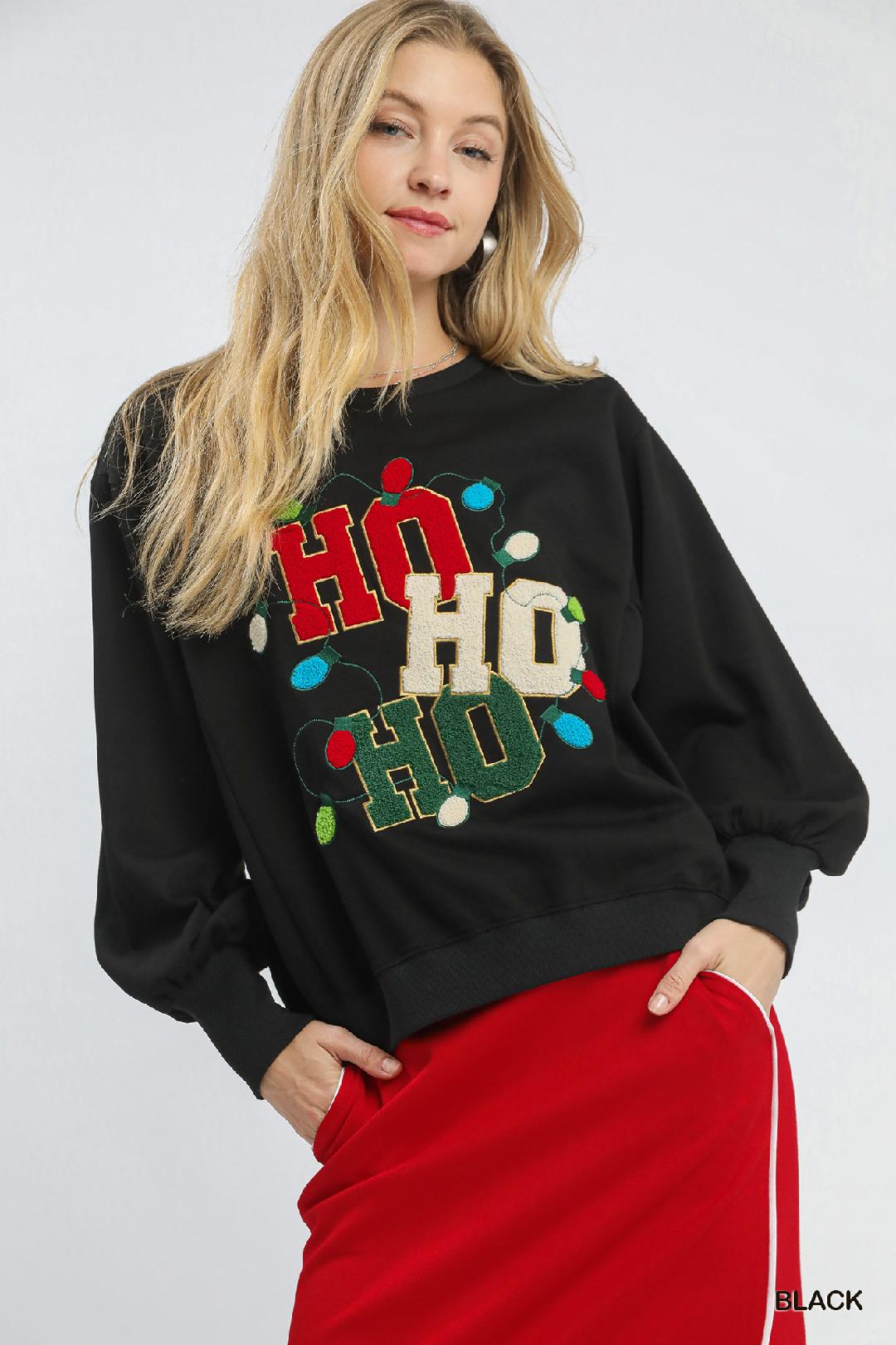 Ho Ho Ho French Terry Sweatshirt/Black