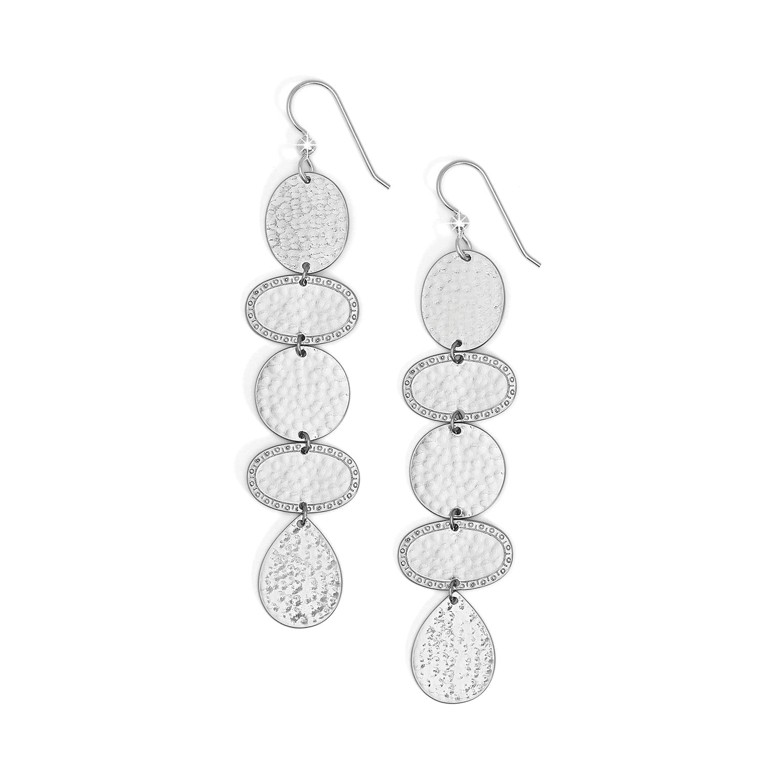 Palm Canyon Long French Wire Silver Earrings
