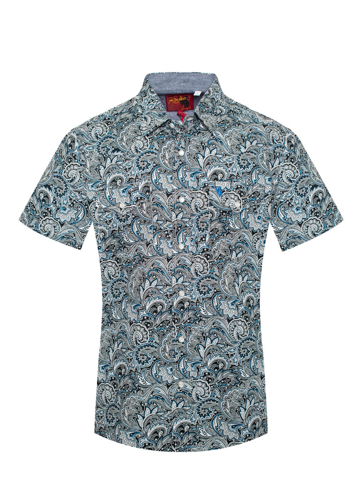 Men's Short Sleeve Paisley Pearl Snap Western Shirt