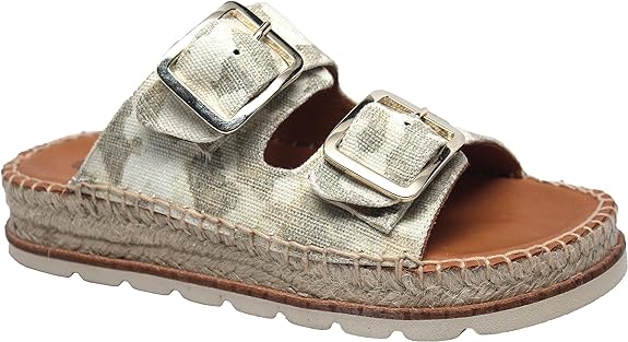 Eric Michael Bali Double Strap Sandal/Khaki Camo Canvas