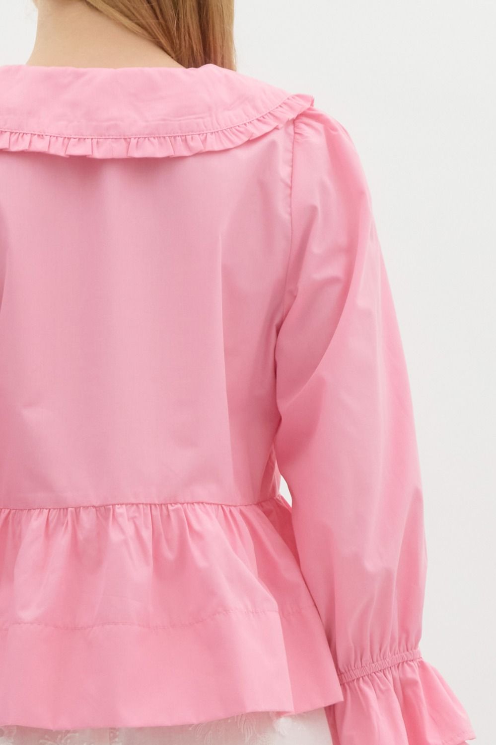 Pink Peter Pan Collared Peplum Top