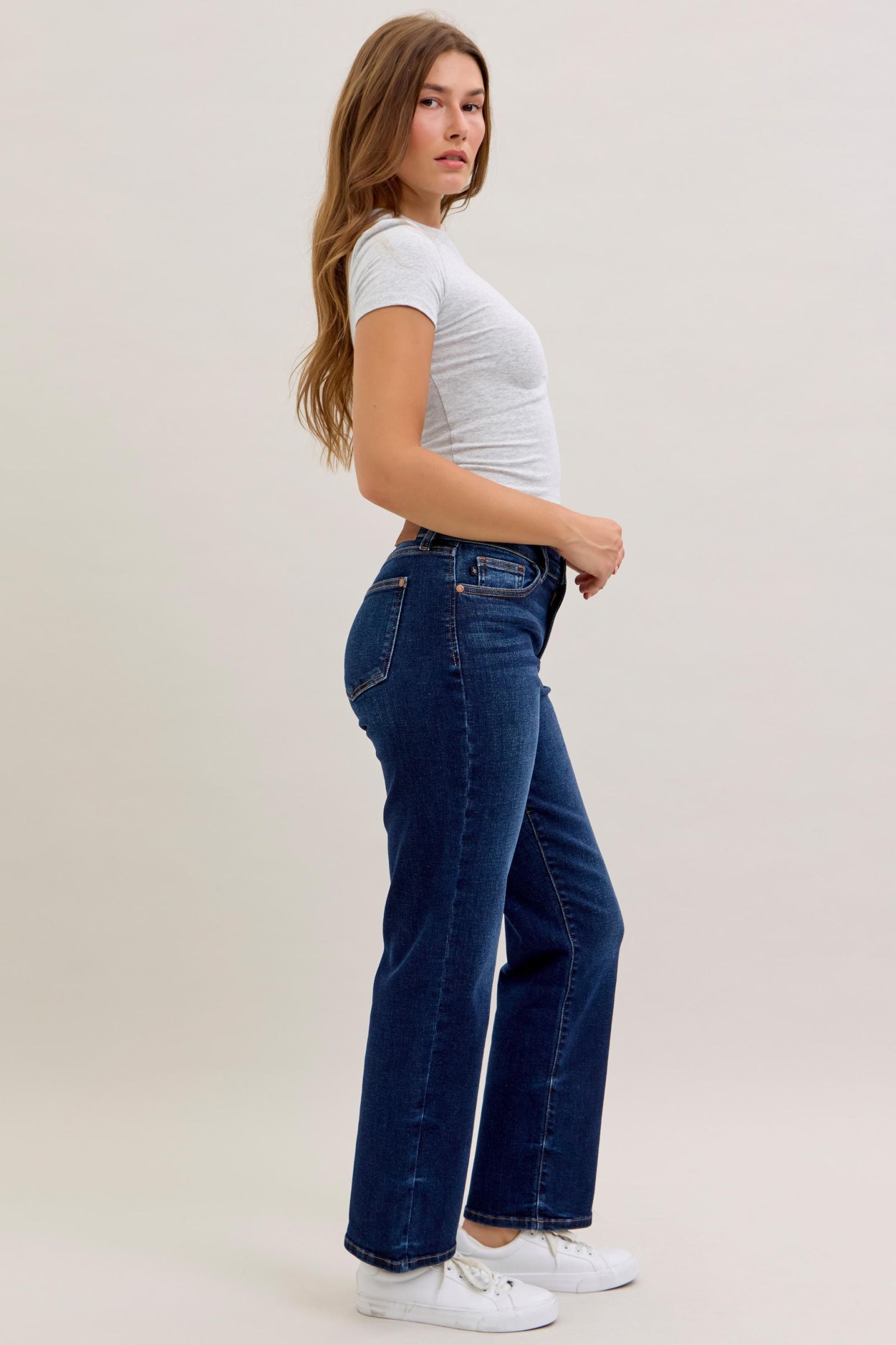 Judy Blue Mid Rise Straight Jeans 30" Inseam