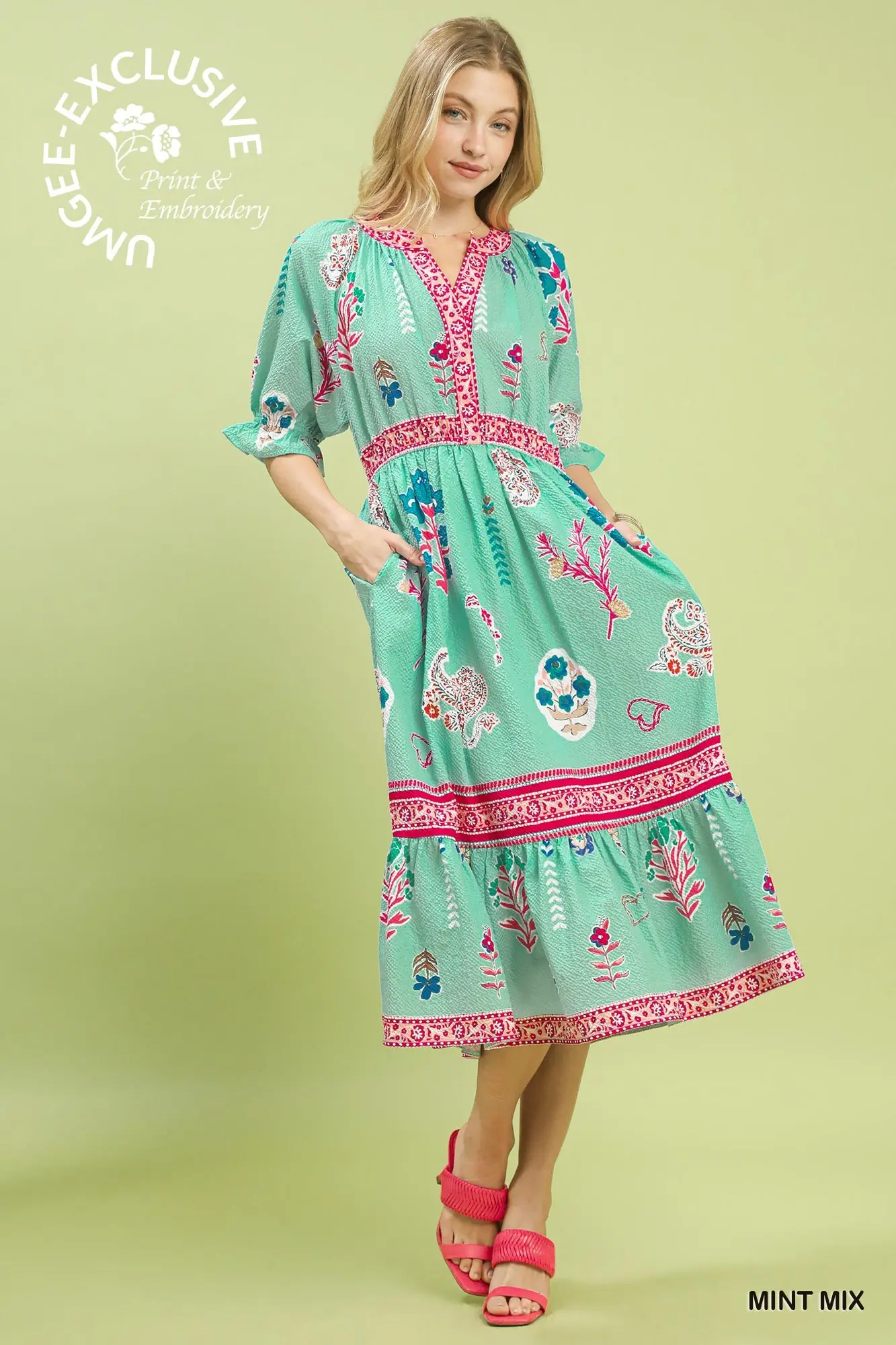 Pretty in Mint Floral Midi Dress