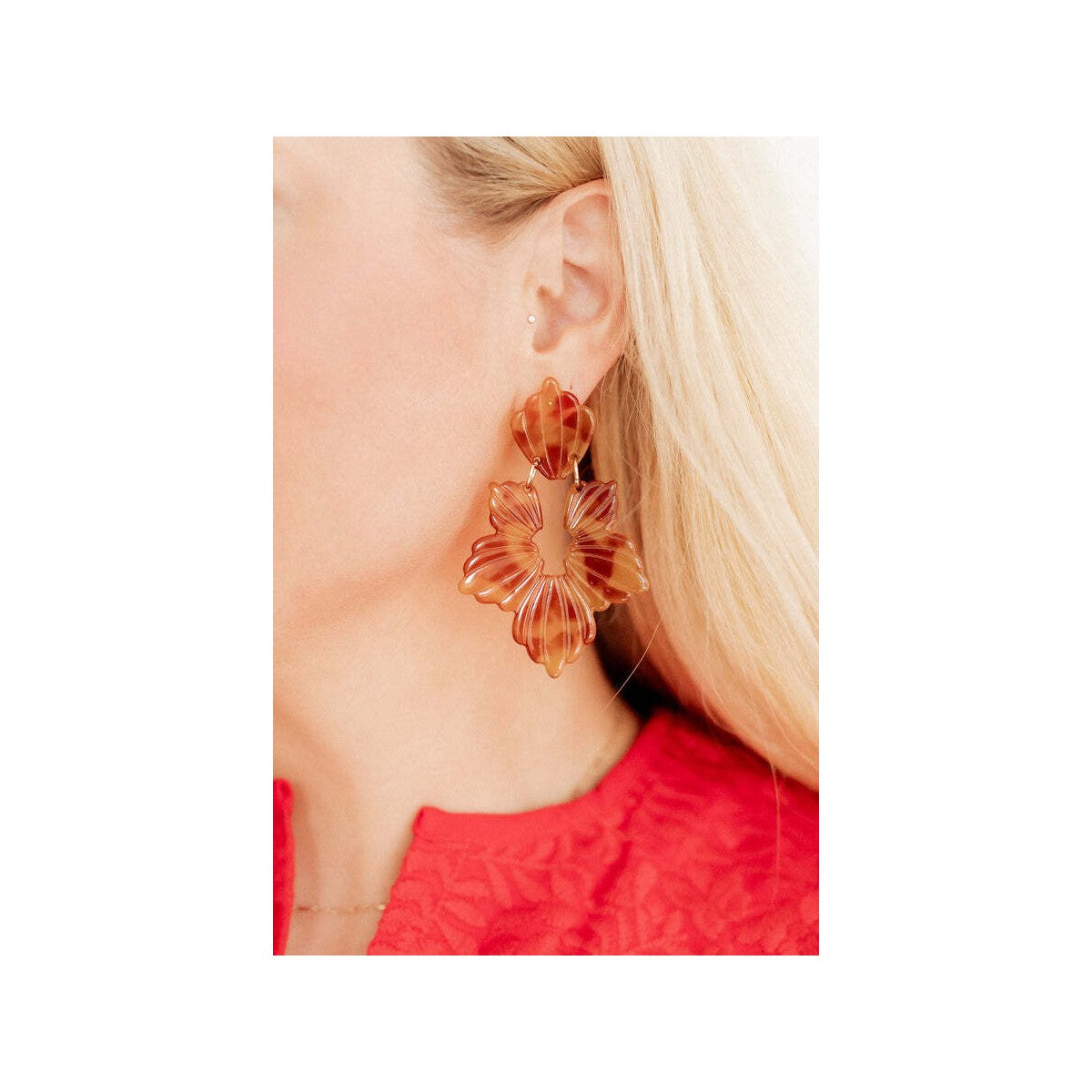 Michelle Statement Earrings-Caramel