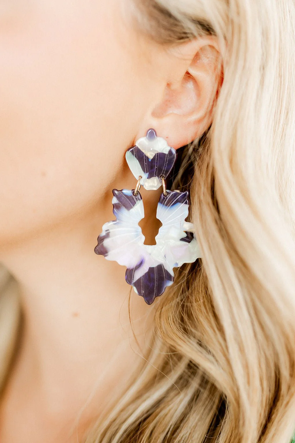 Michelle Statement Earrings-Midnight Rain