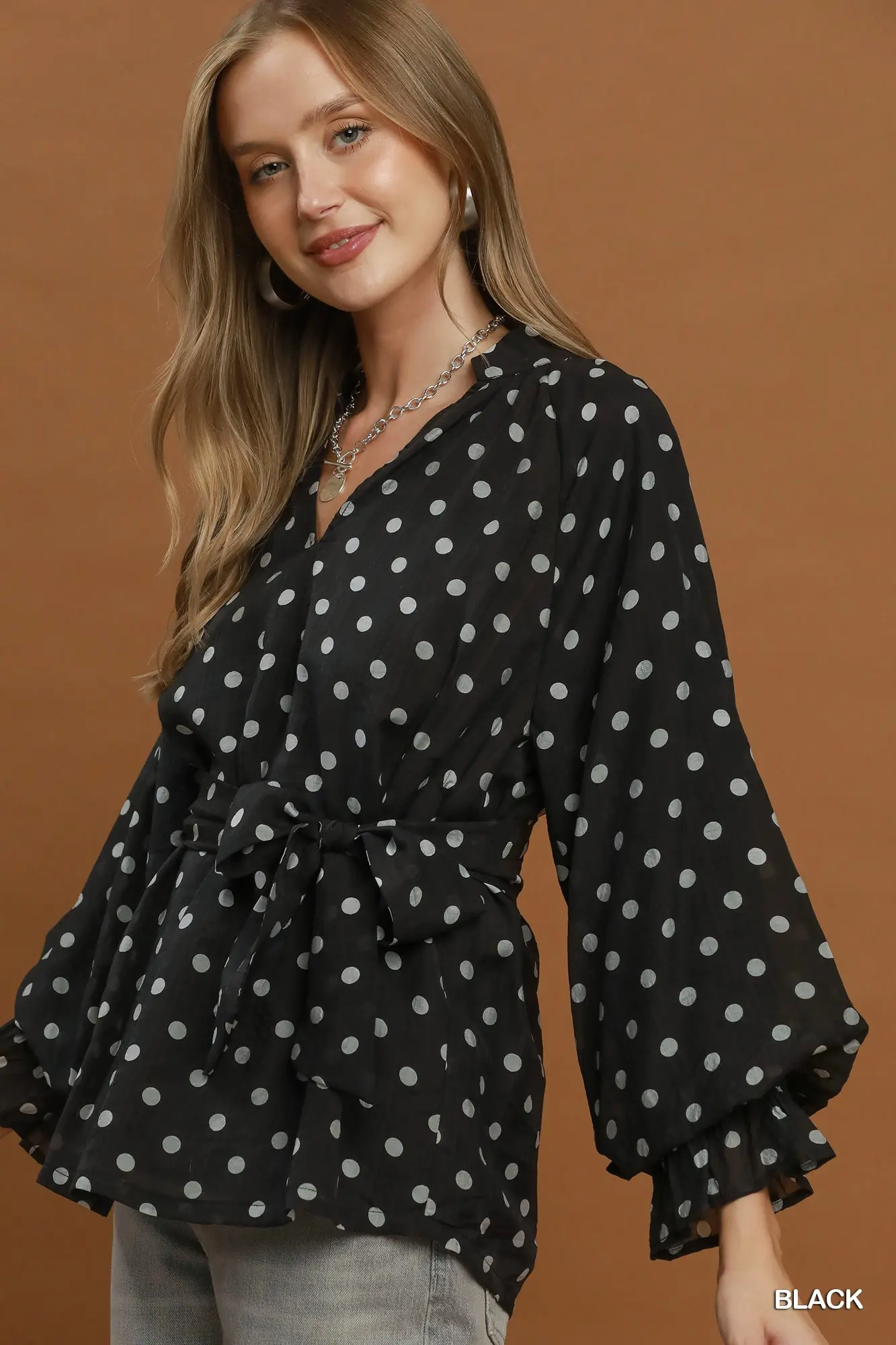 Classic Dot Ruffle Blouse 🖤