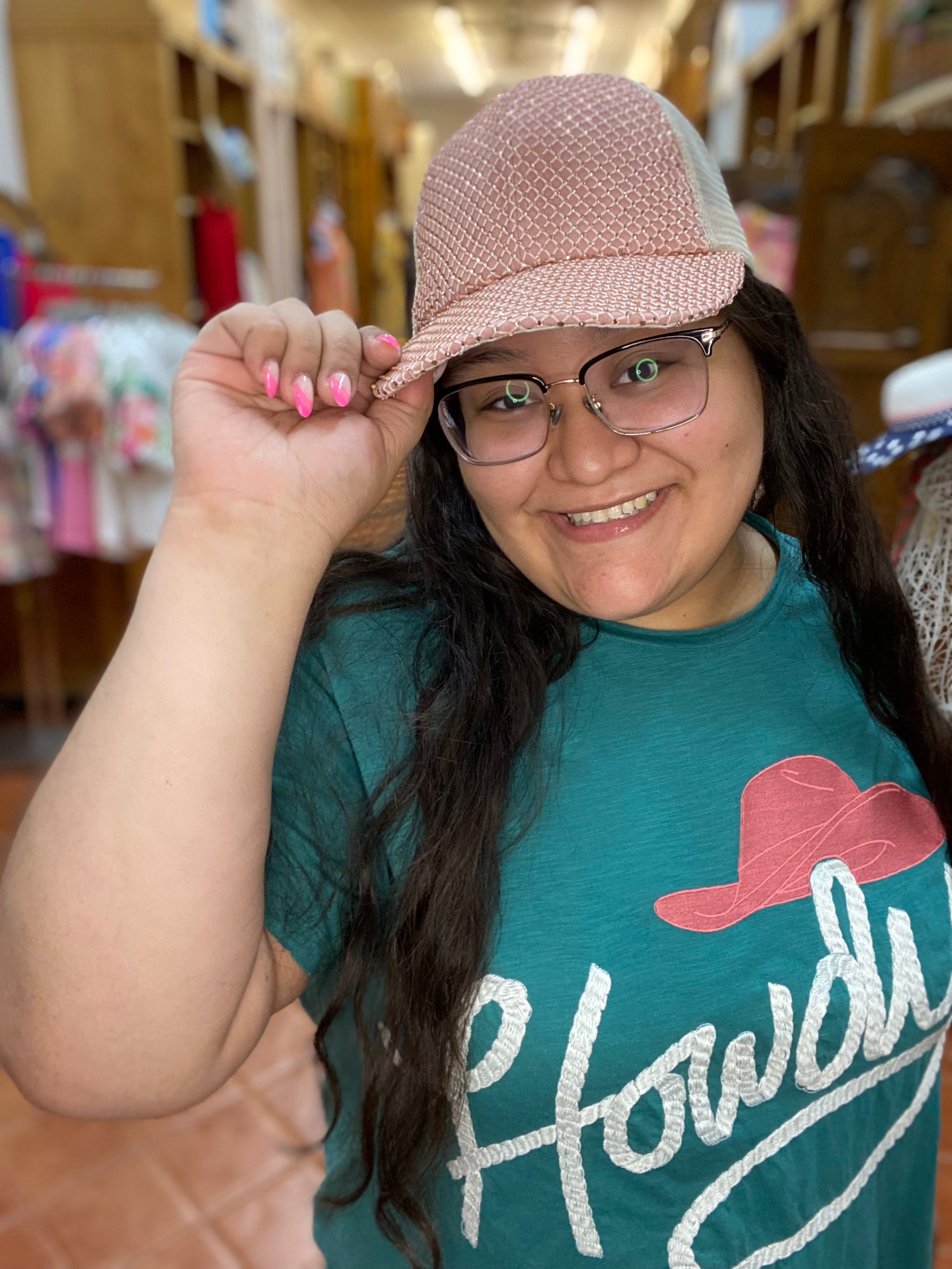 Mauve Tiny Rhinestone Cap