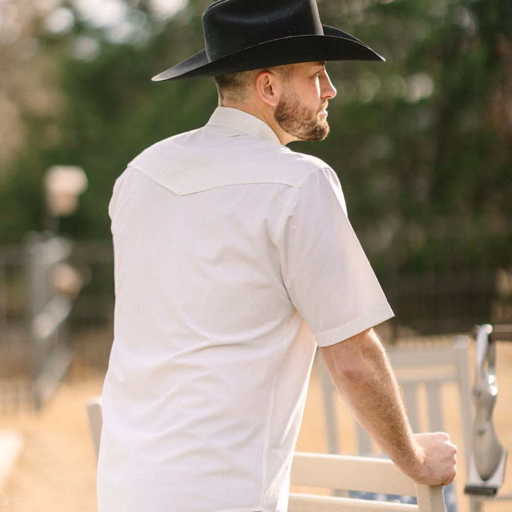 White Short Sleeve Western Field Shirt/Llano by Texas Standard