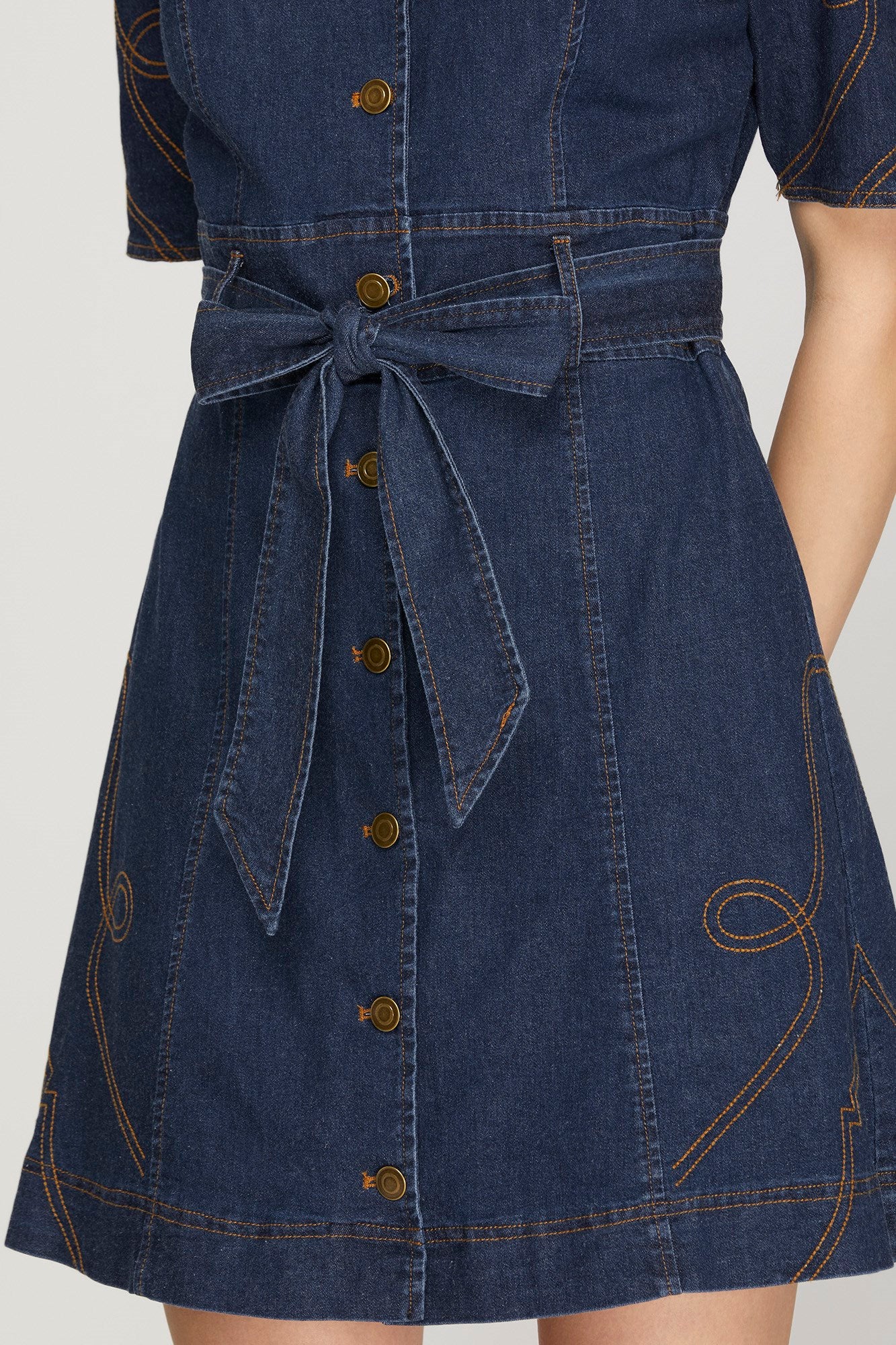 Stretch Denim Cowgirl Mini Dress