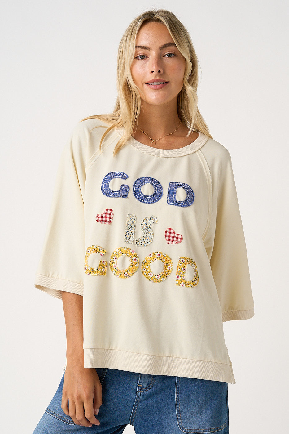 God is Good Patchwork Sweatshirt