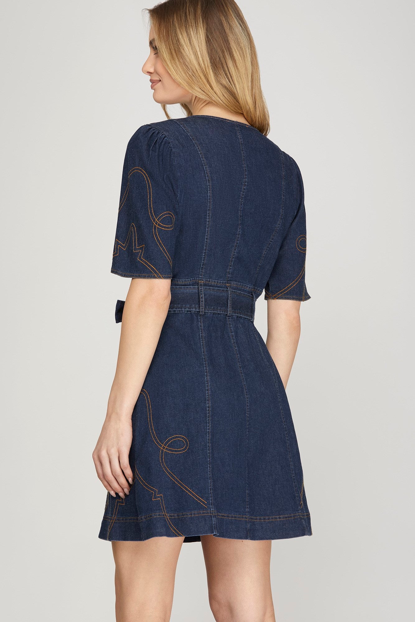 Stretch Denim Cowgirl Mini Dress