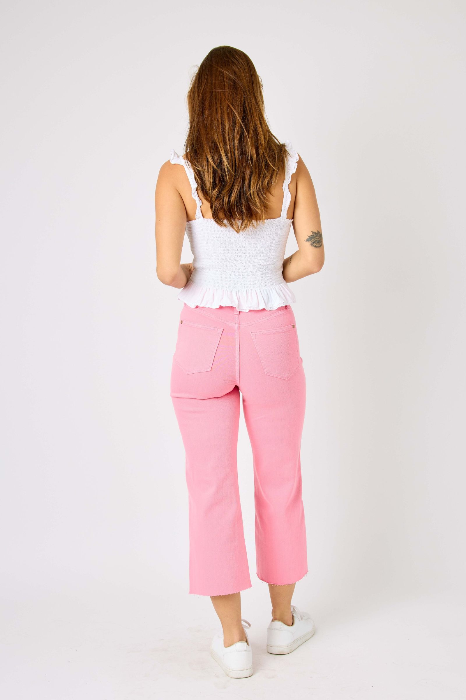 Bubble Gum Pink Wide Leg Judy Blue Crop Jeans