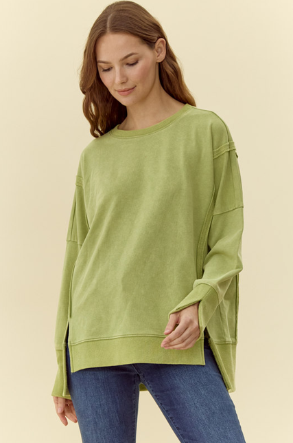 Lime Green Washed Cotton Sweatshirt