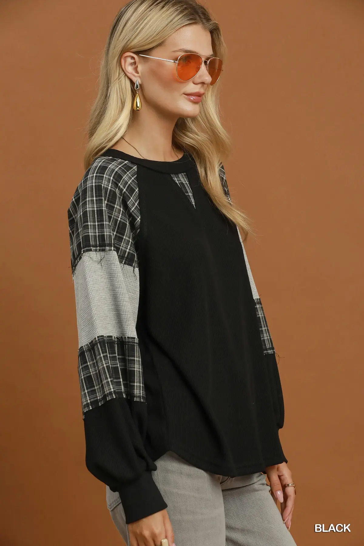 Plaid Patchwork Thermal Top 🖤