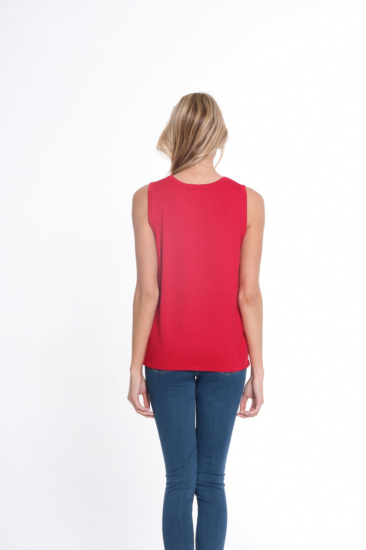Vivent Red Jewel Neck Tank Sweater