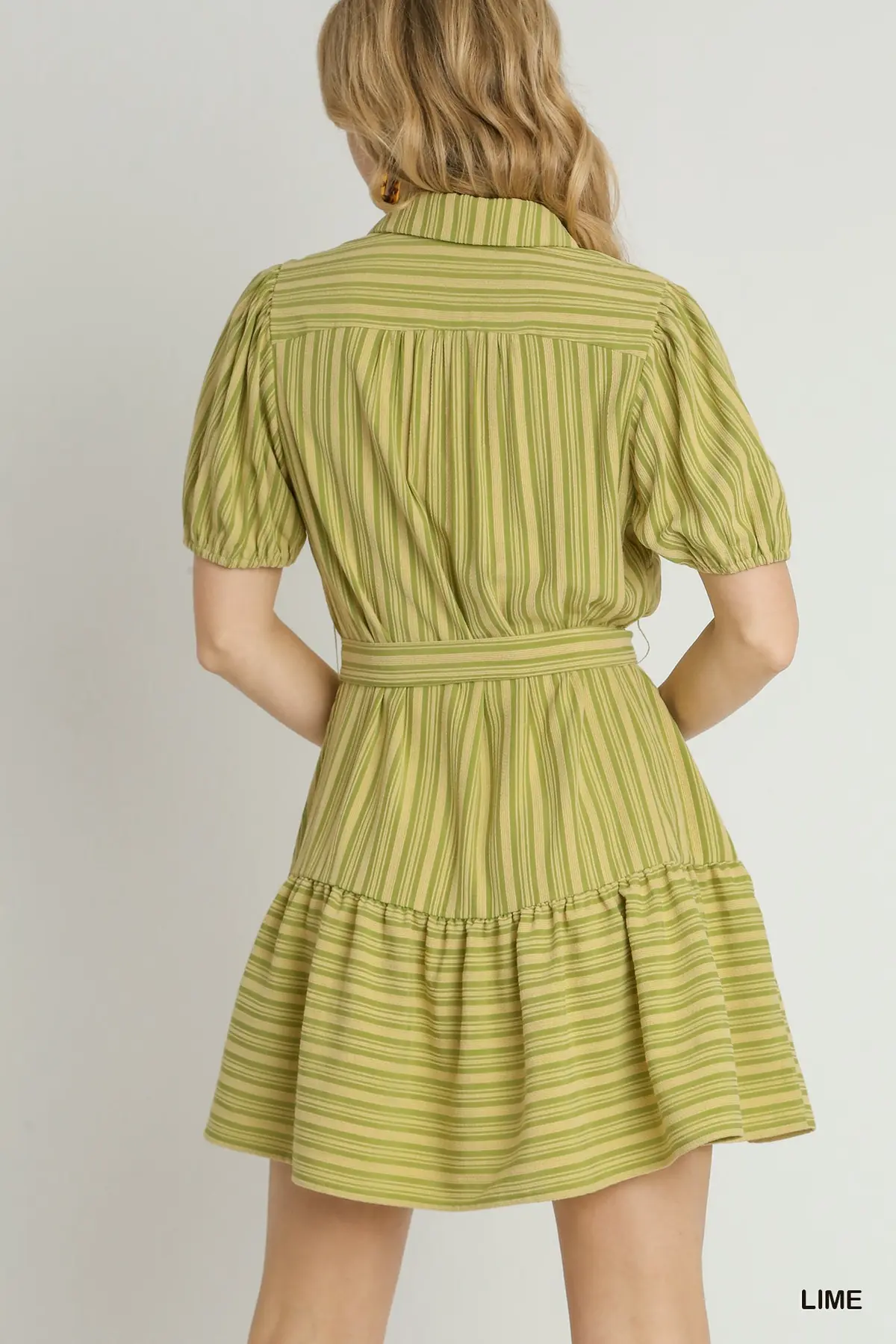Lime Light Striped Belted Mini Dress