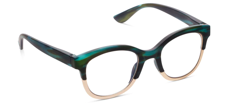 Georgia Teal Horn Gold- Peepers Reading Glasses