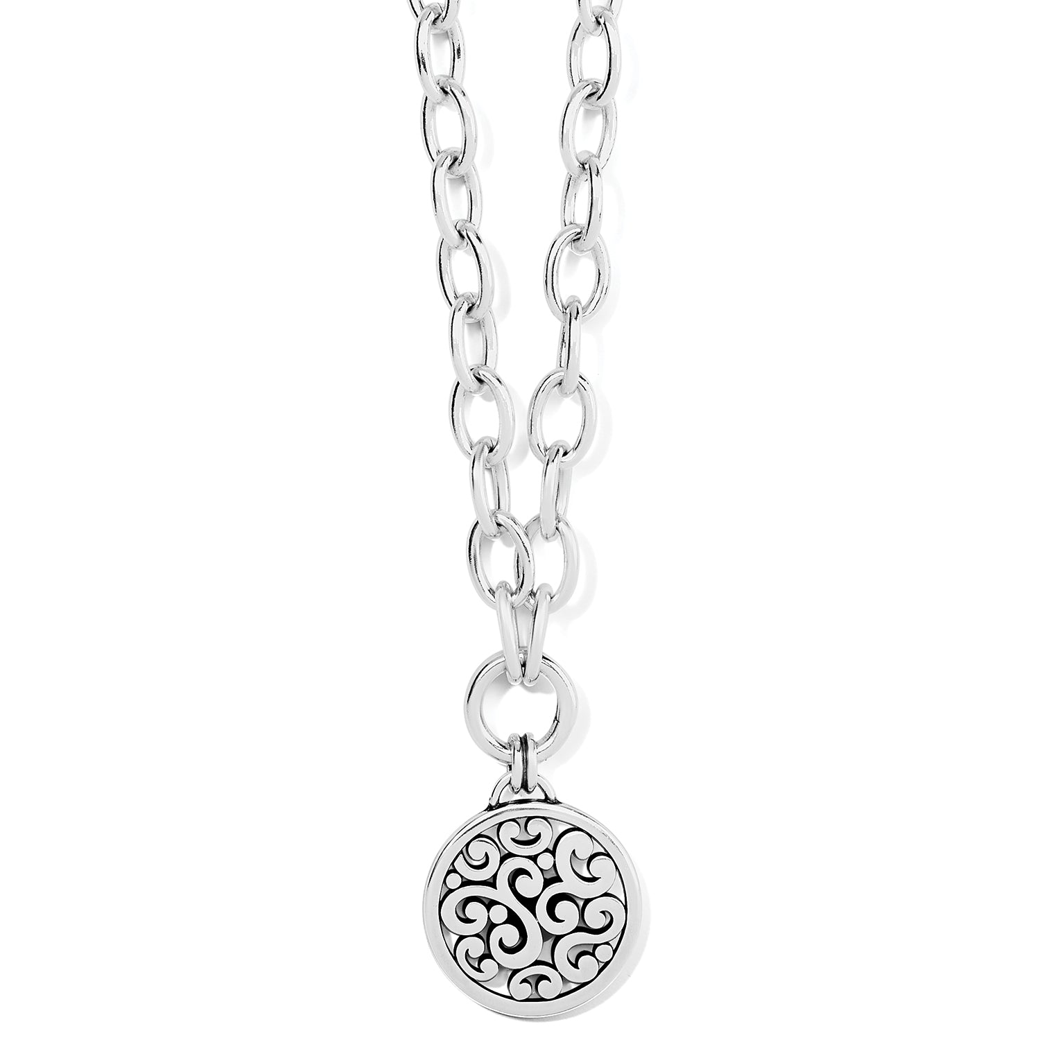Contempo Medallion Charm Necklace/Silver