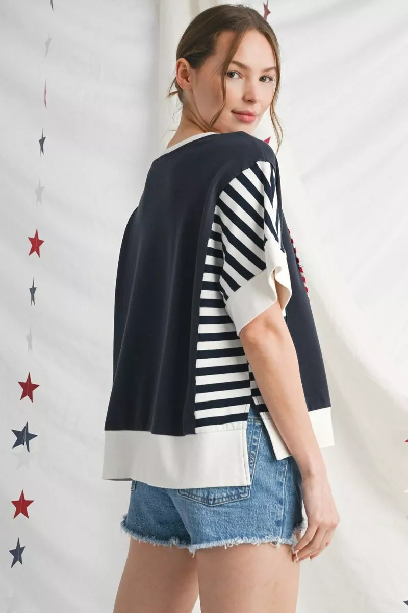 Vintage Americana Flag Top πΊπΈ