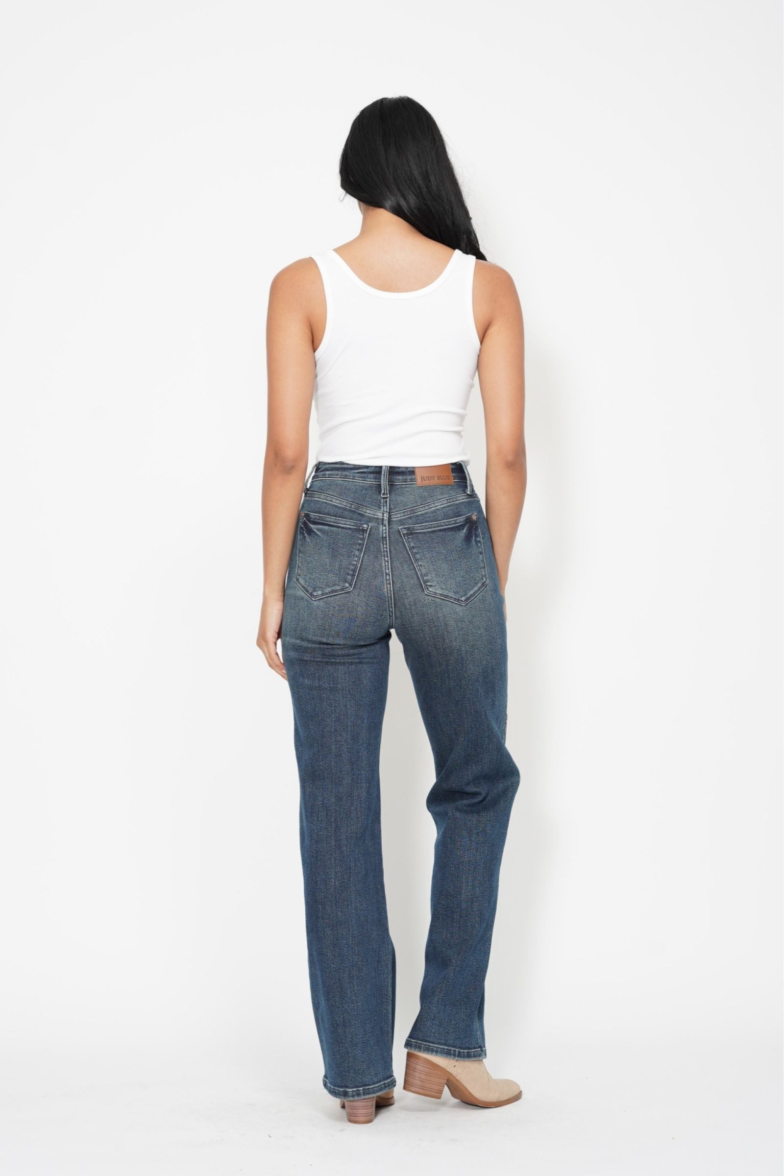 High Waist Western Seam Detail Straight Jeans by Judy Blue
