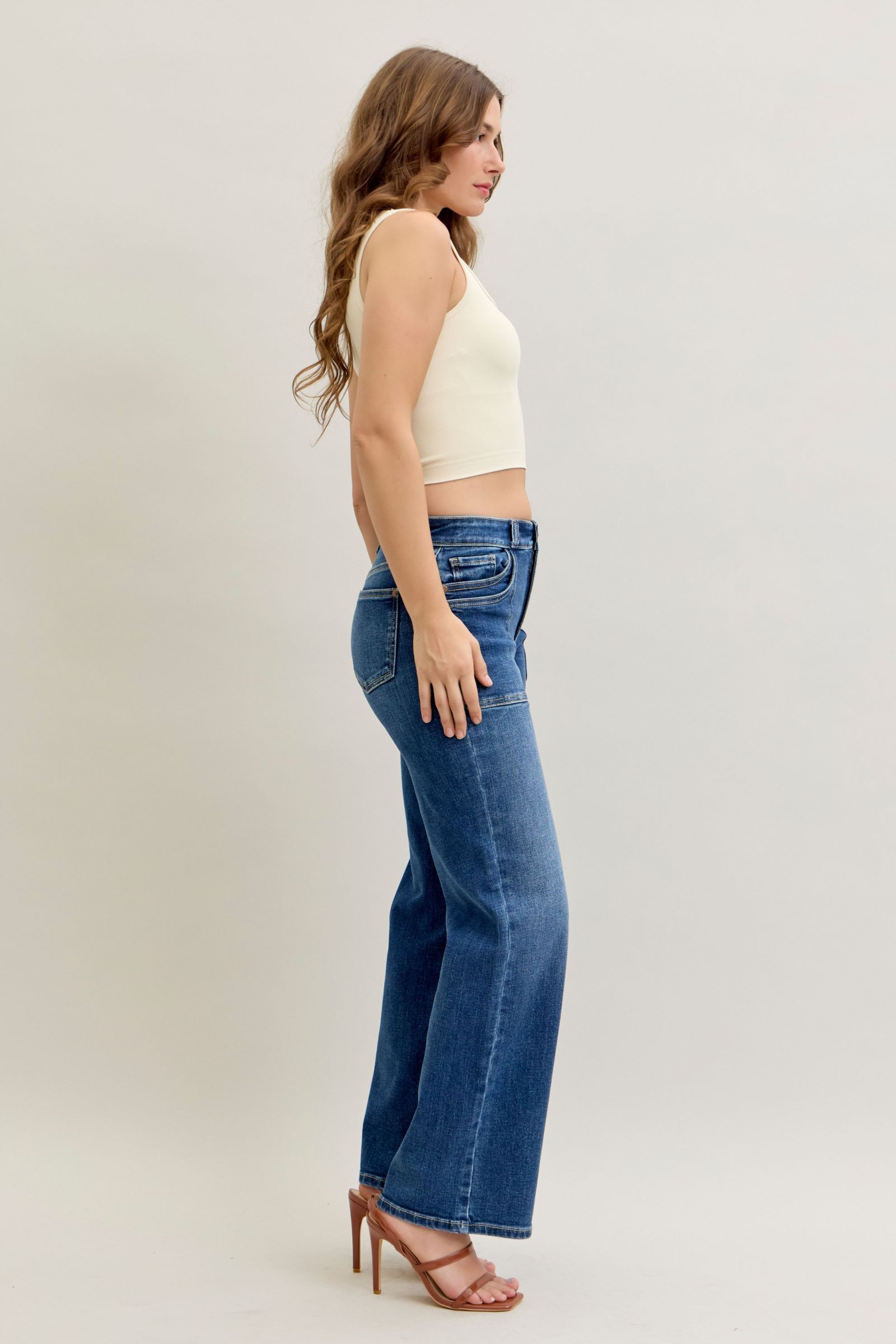 Judy Blue 90's Straight Leg Jeans w/ Front Patch Double Pockets