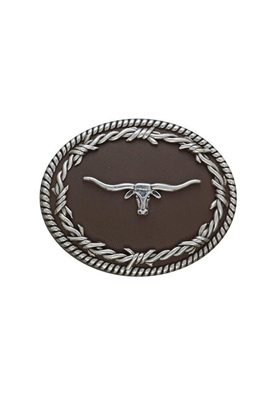 Nocona Barbed Wire Border Longhorn Buckle