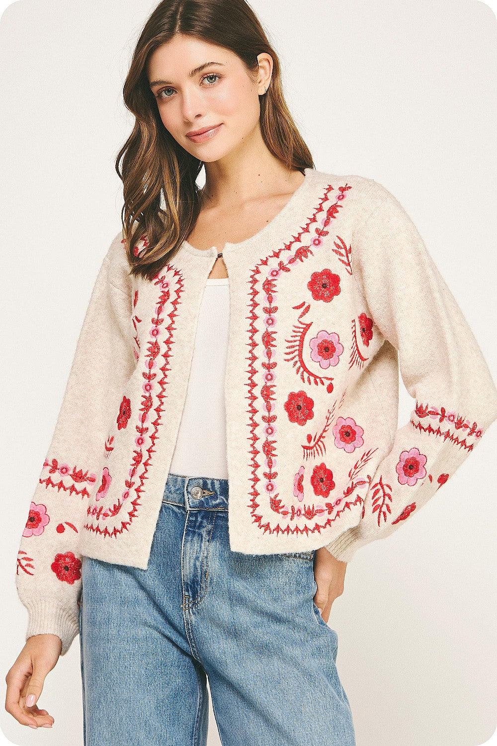 Blush Bloom Embroidered Cardigan