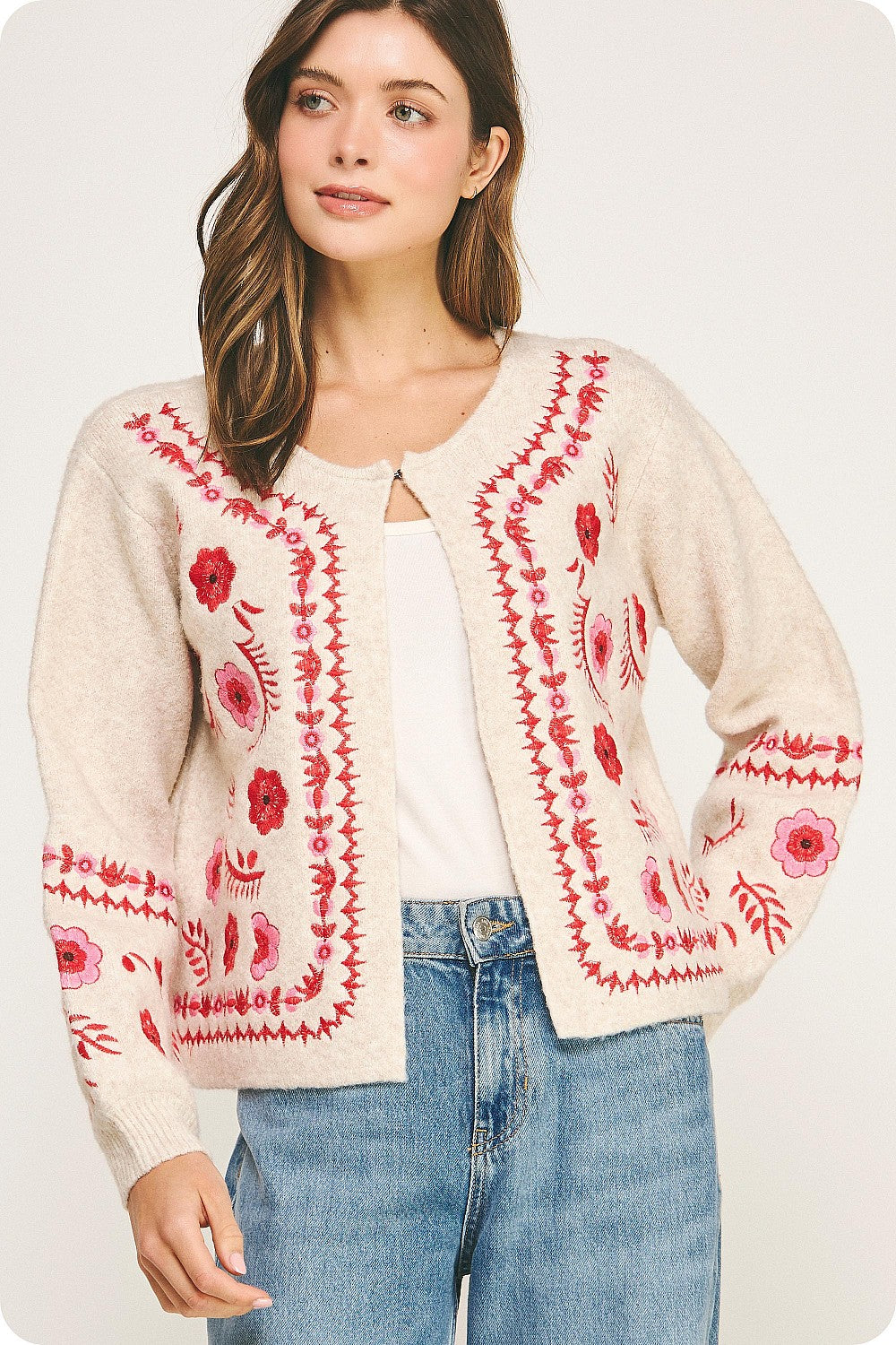 Blush Bloom Embroidered Cardigan