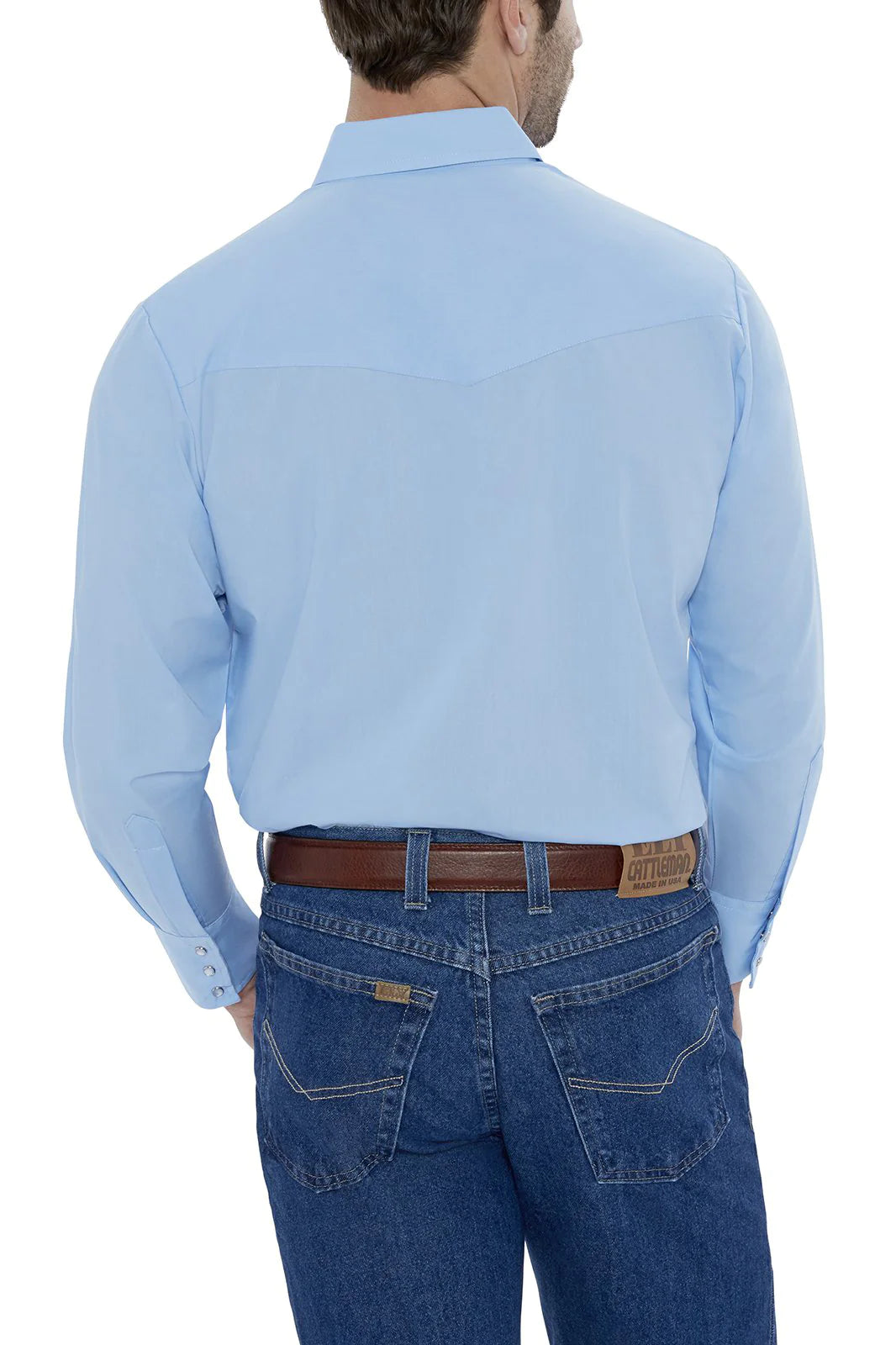 Men's Ely Cattleman Blue Long Sleeve Solid Western Snap Shirt