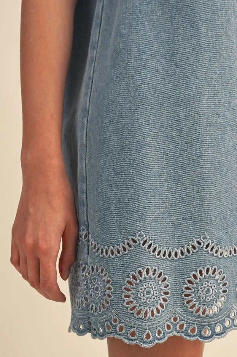 Eyelet You Go Denim Dress