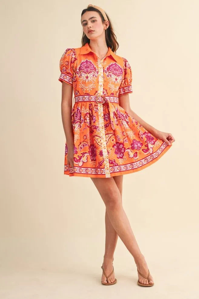 Tangerine Dream Paisley Mini Dress