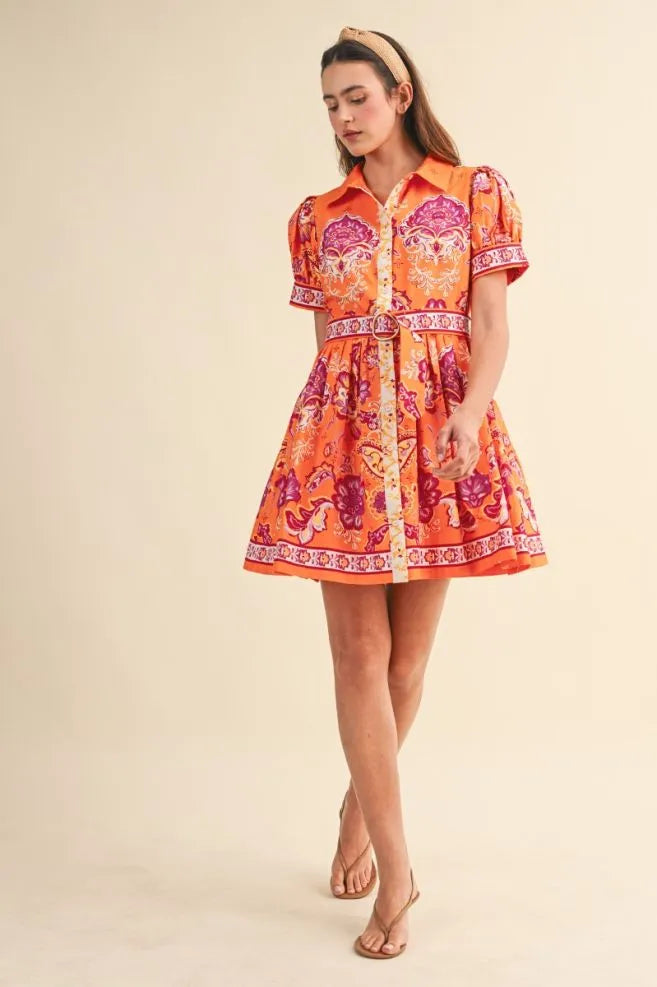 Tangerine Dream Paisley Mini Dress