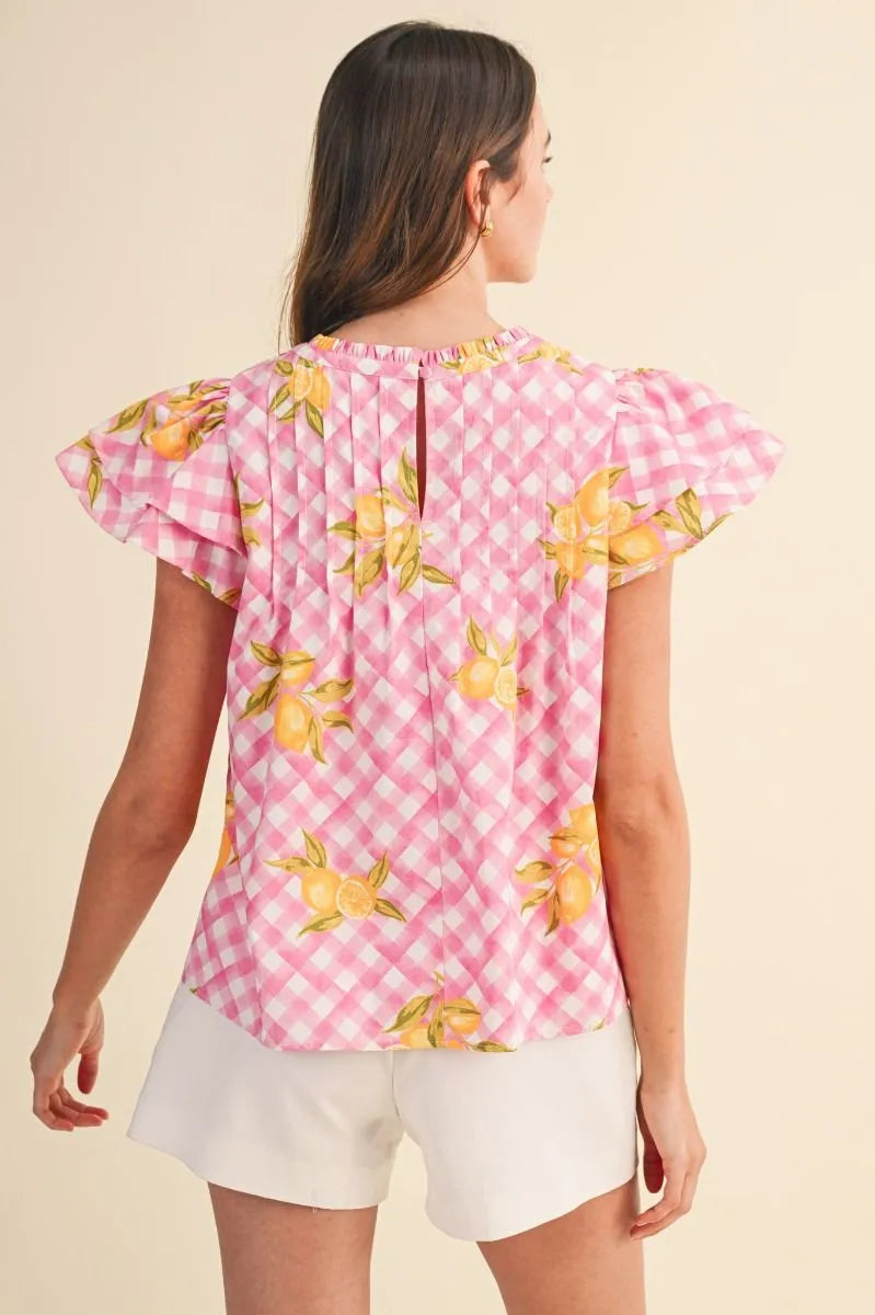 Pink Lemonade Flutter Top