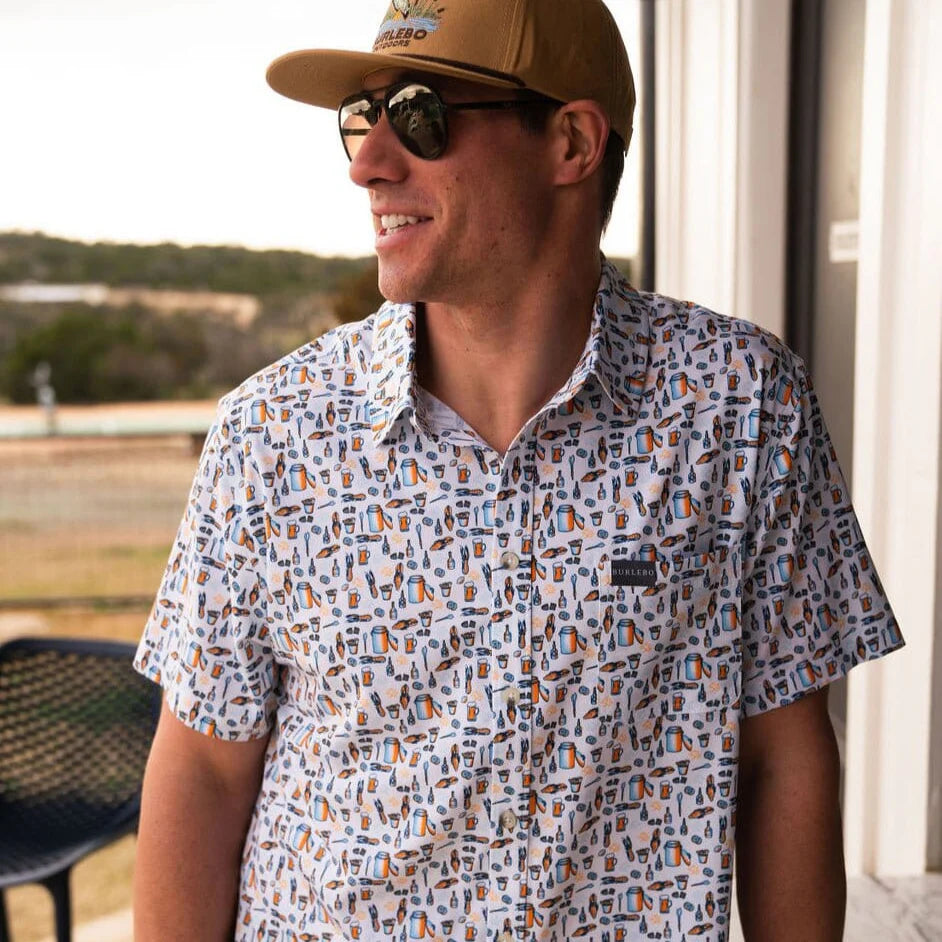 Performance Button Up- Crawfish Boil By Burlebo