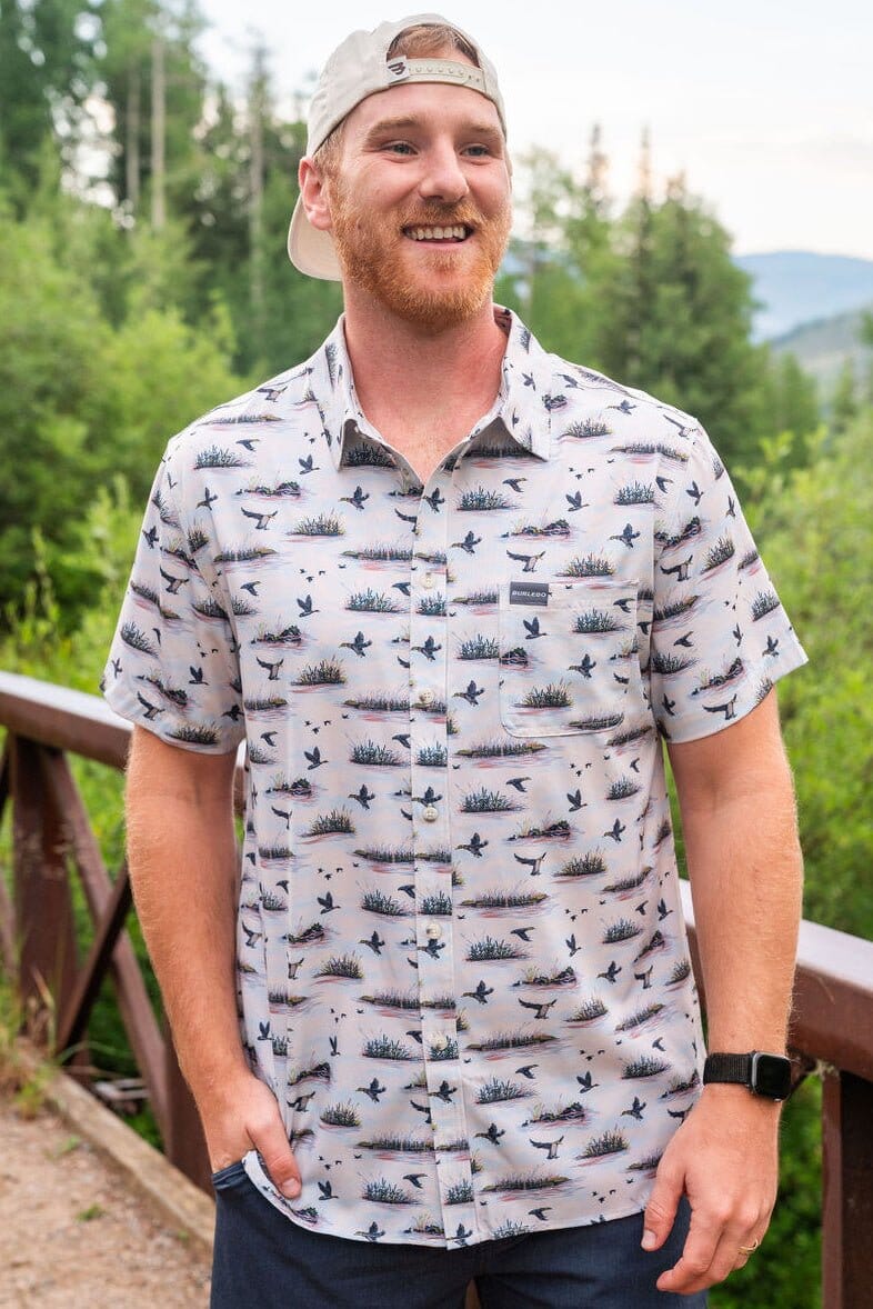 Performance Button Up- Duck Hunt By Burlebo