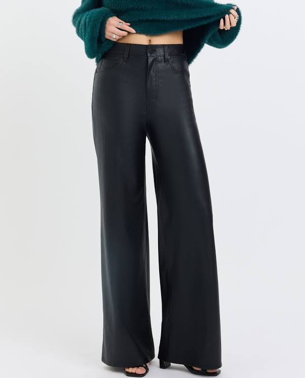 Far Out High Rise/ Black Faux Leather by Daze