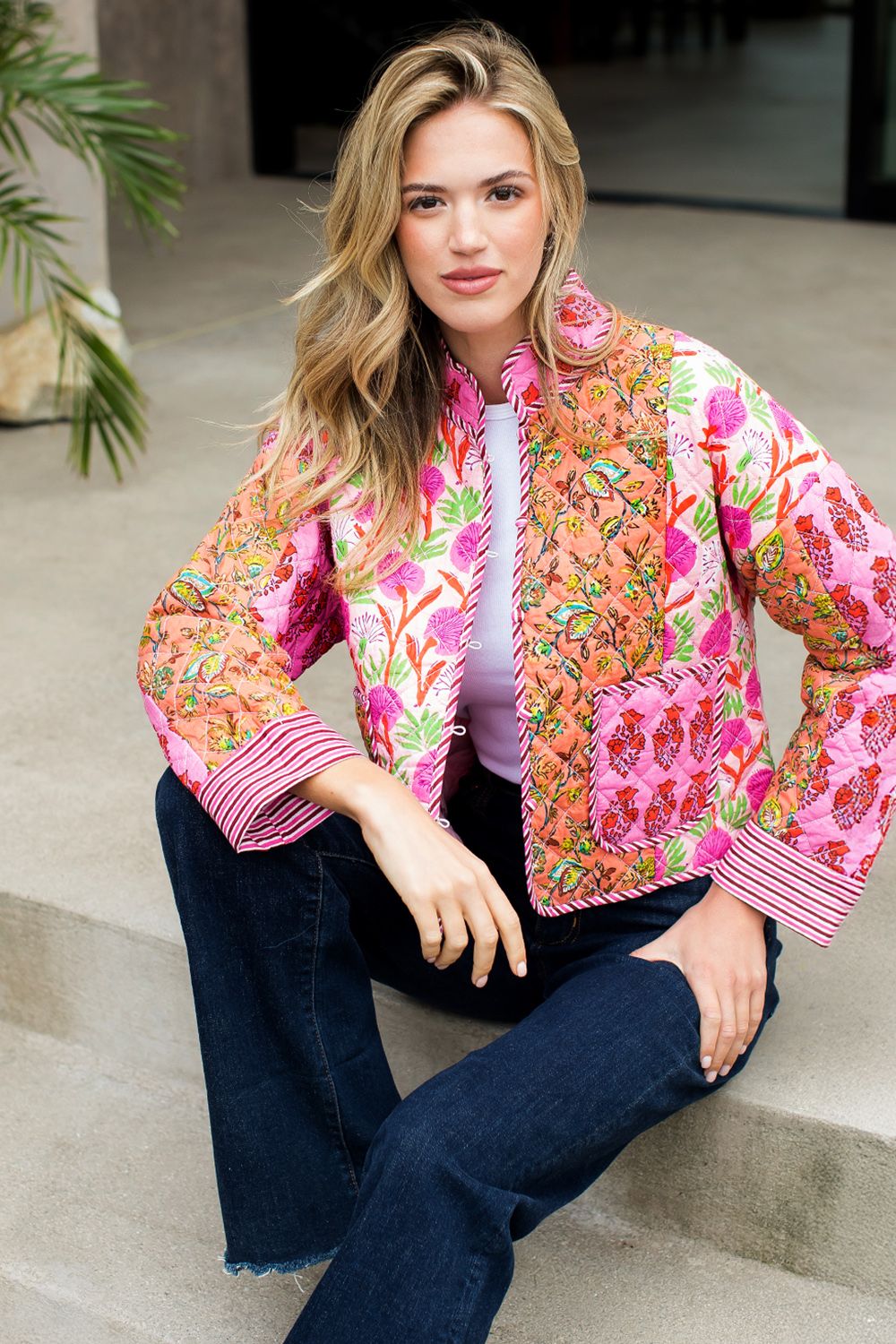 Bright Floral Patchwork Quilted Jacket