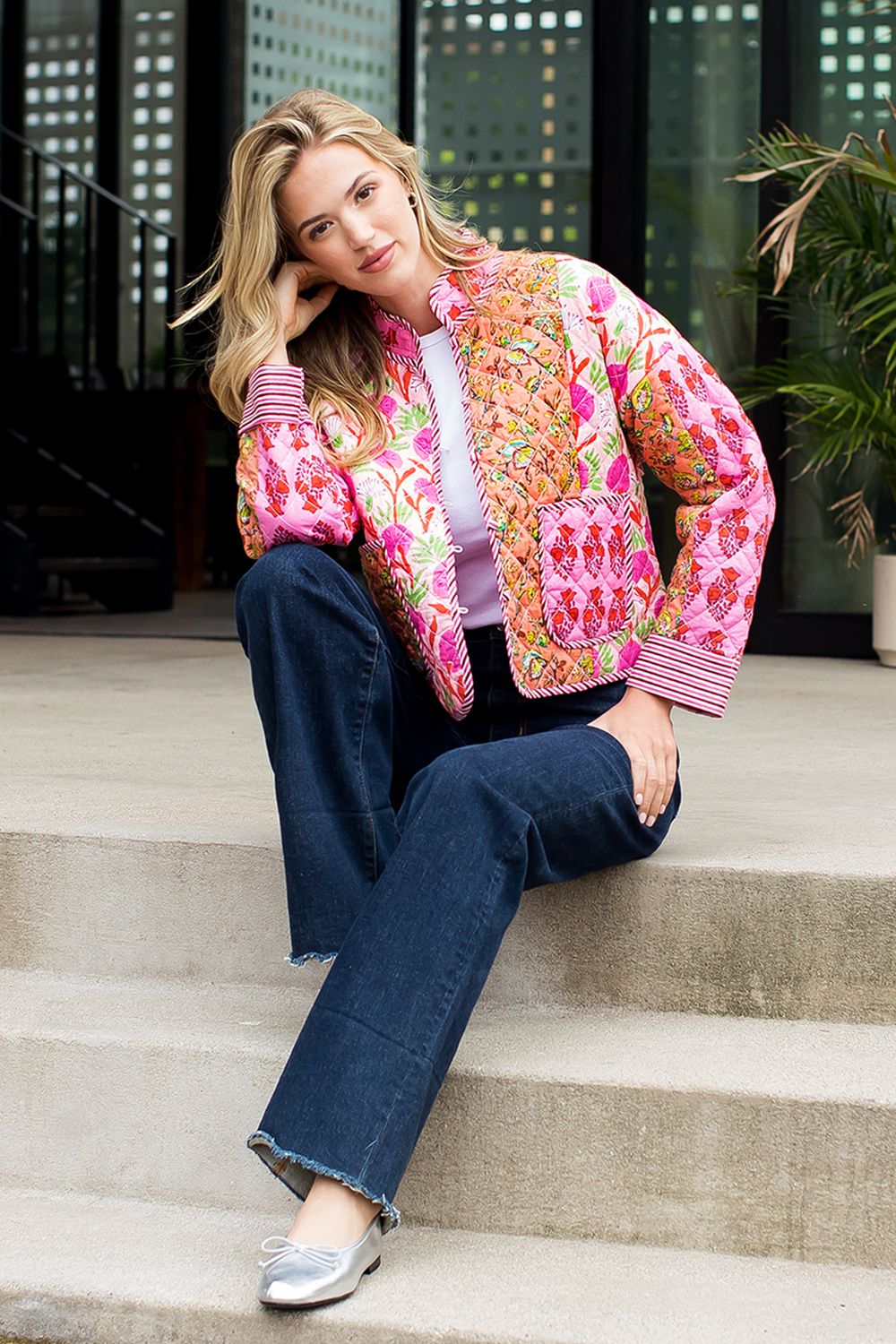 Bright Floral Patchwork Quilted Jacket