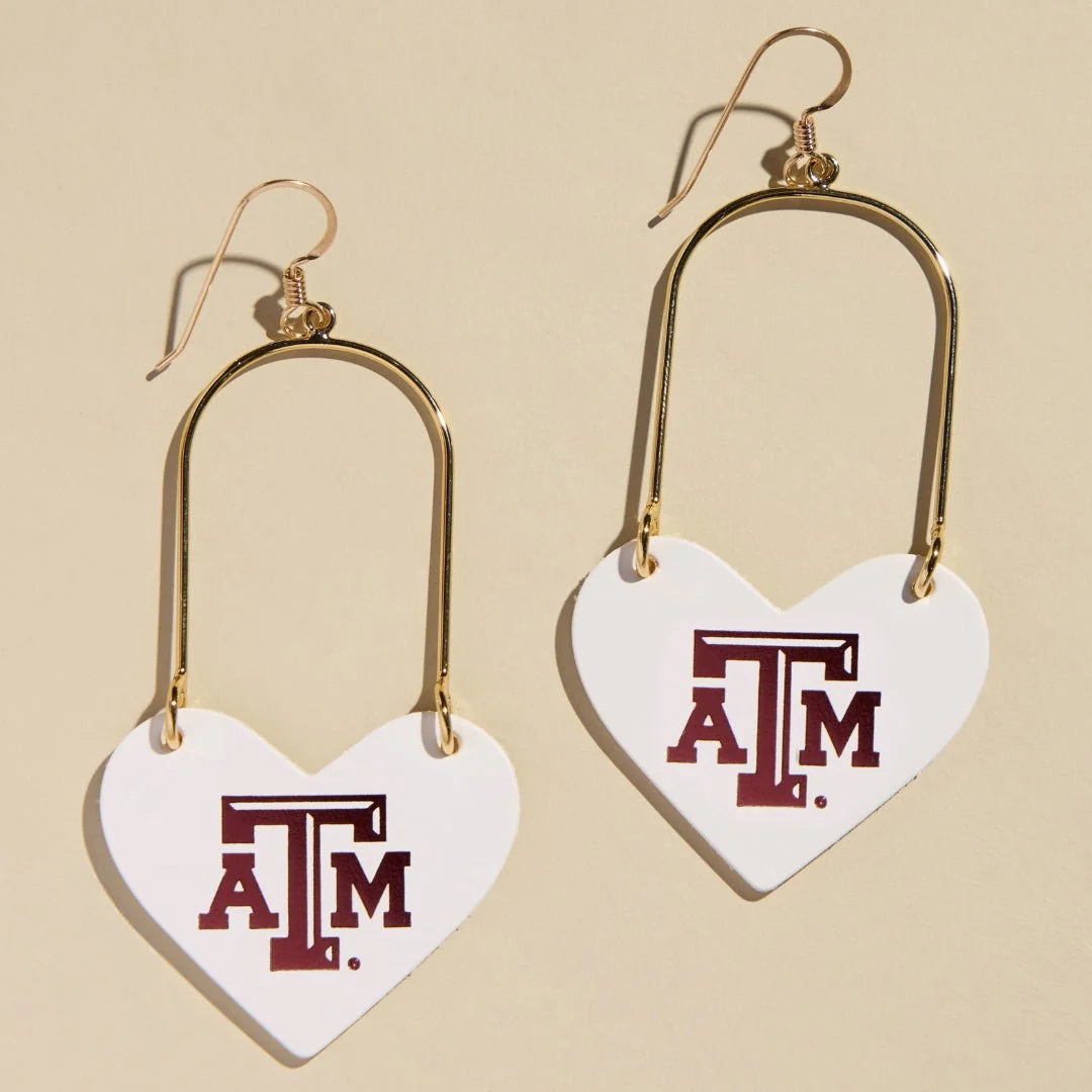 White Texas A&M Heartthrob Earrings