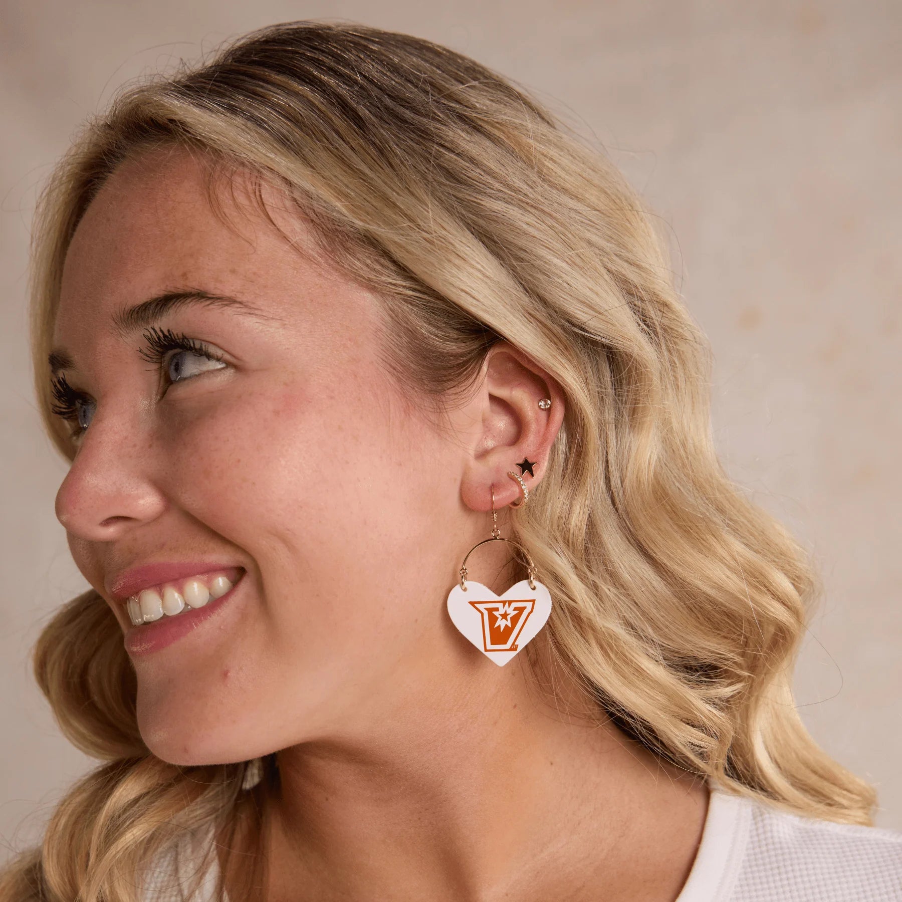 White UTRGV Lover Earrings