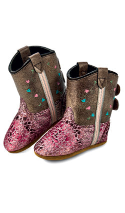 Old West Infant Pink Hearts Poppet Boots