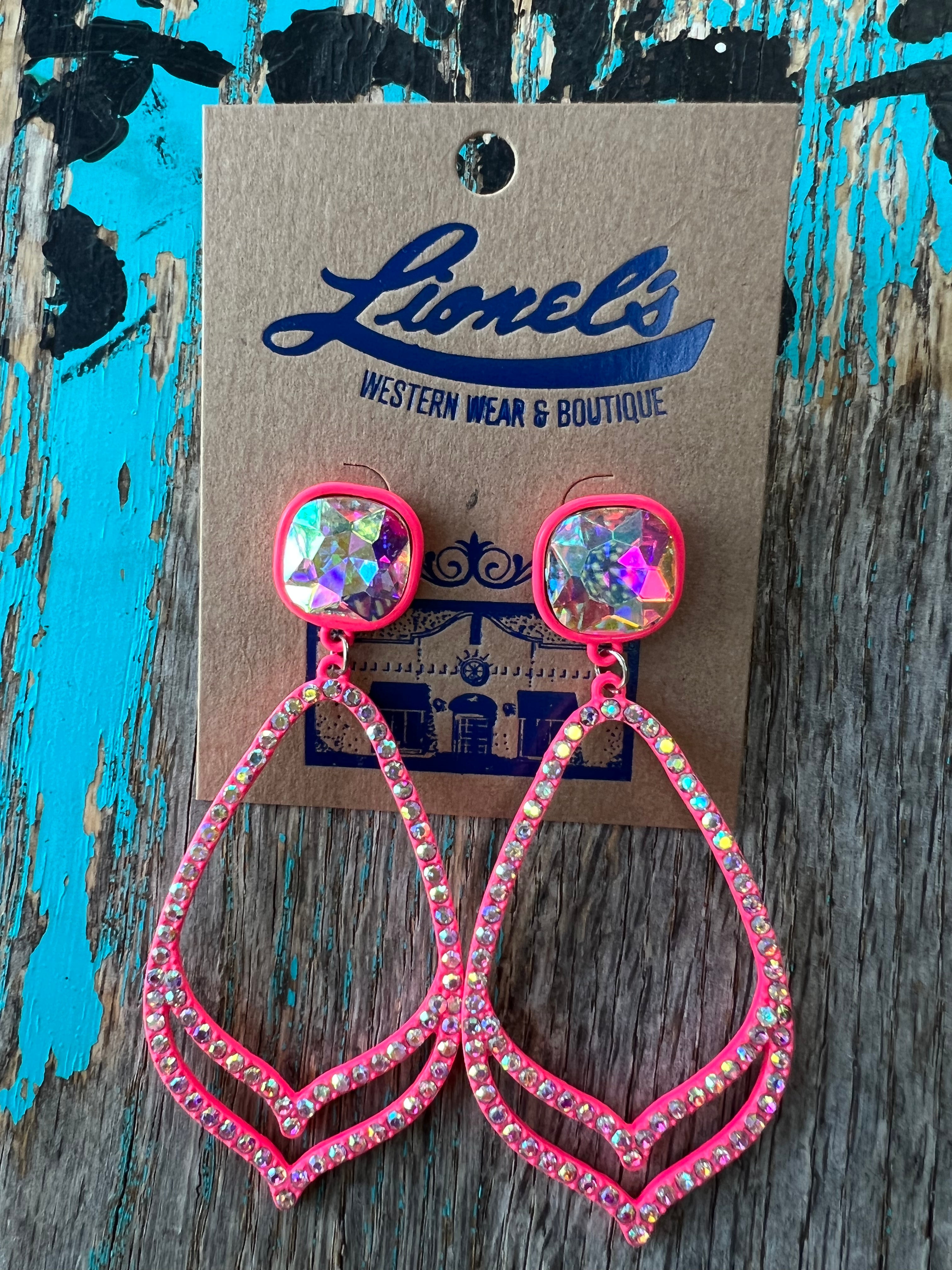 Inspired Crystal Dangling Earring/Pink