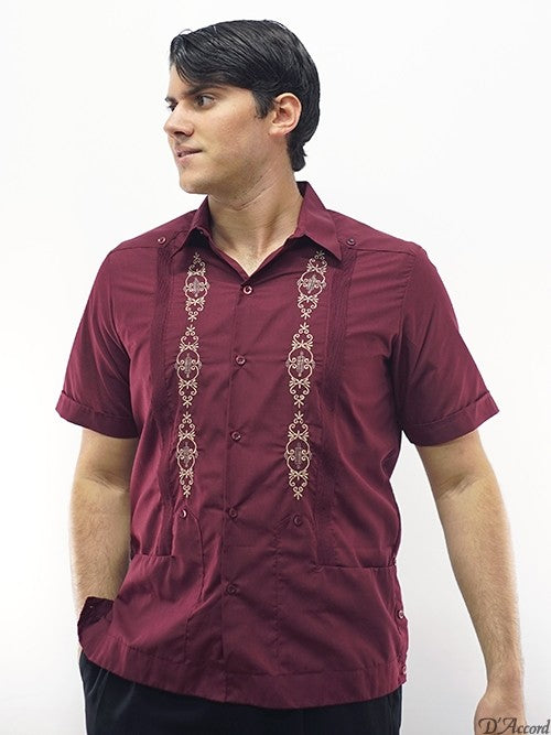 Men’s Guayabera Embroidered Burgundy