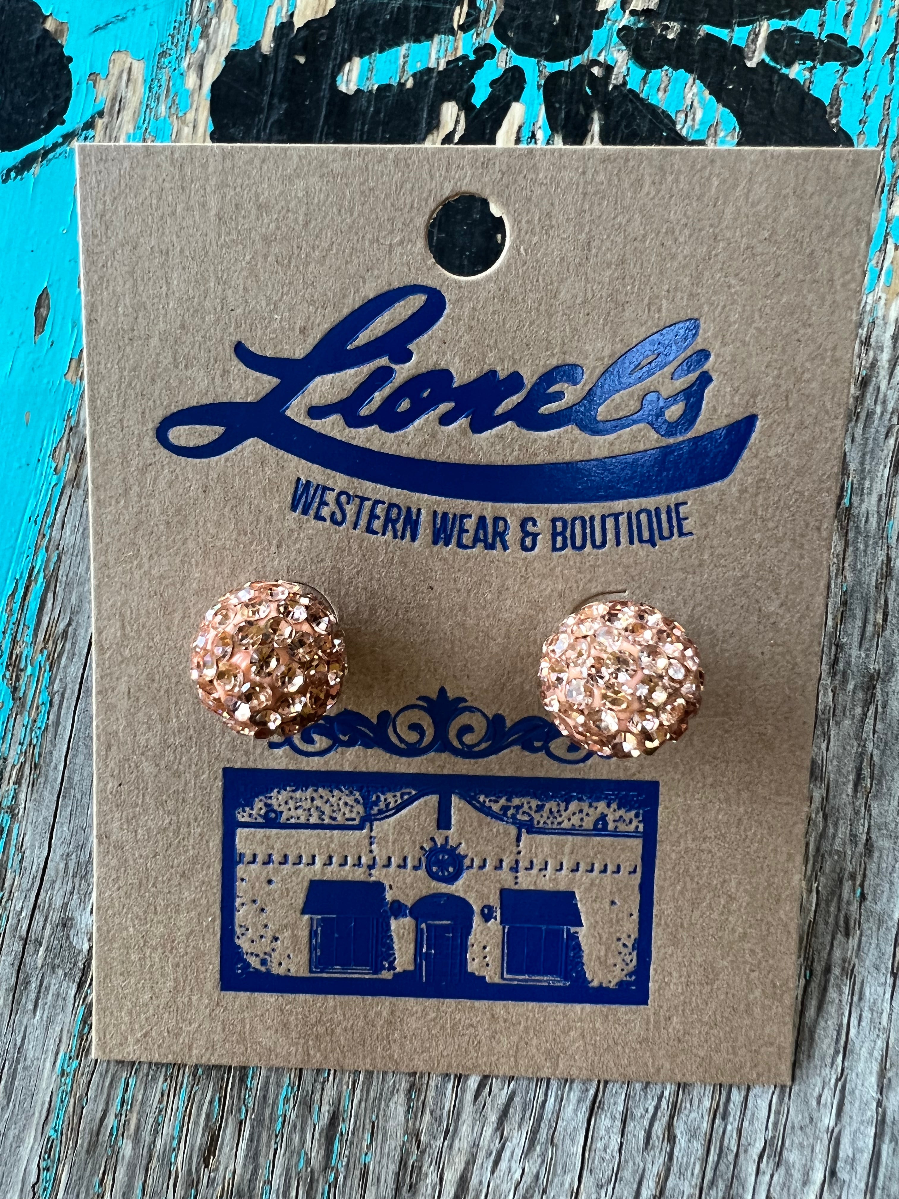 Rose Gold Crystal Ball Stud Earrings