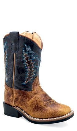 Old West Boys Blue & Brown Leather Western Boots