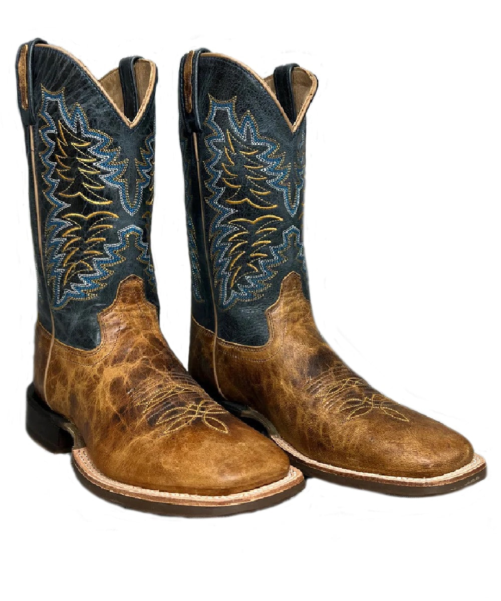 Old West Men's Stitched Blue Upper Square Toe Boot