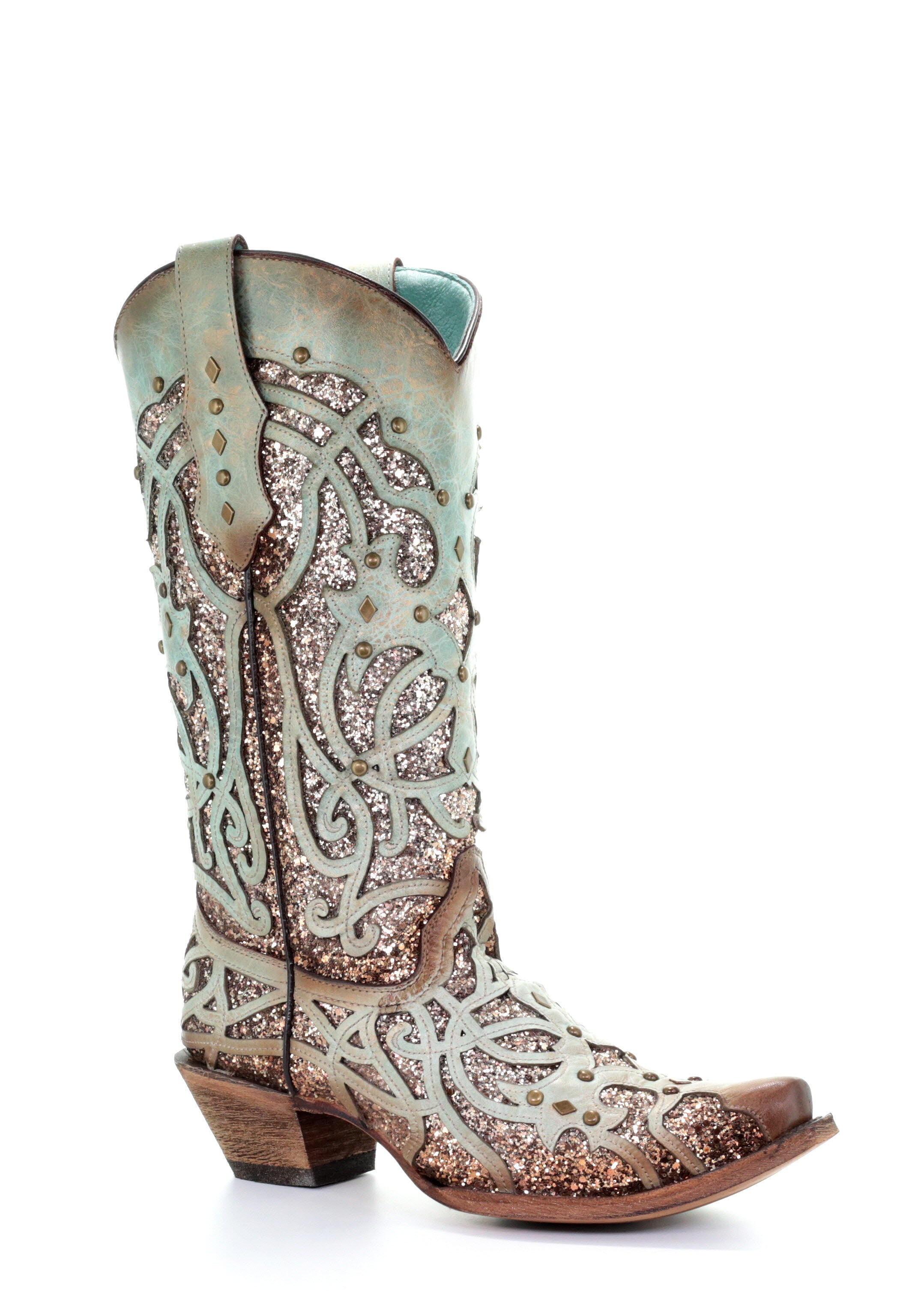 Corral Ladies Mint, Laser Cut w/ Glitter Inlay & Studs