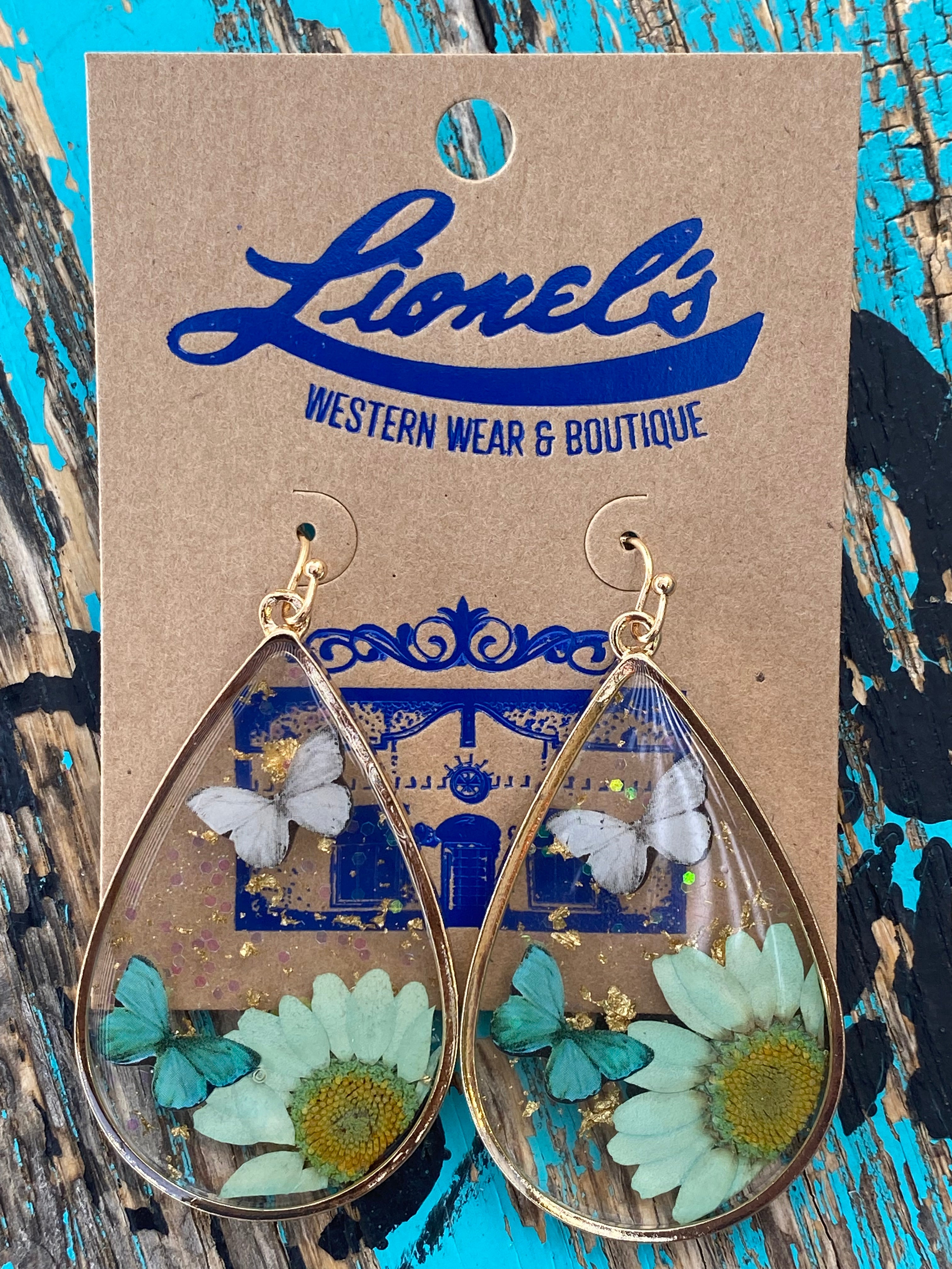 Pressed Flower Look Enamel Earrings